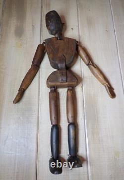 Folk Art Lay Model Wooden Carved Marionette Primitive Antique 19th C Articulated