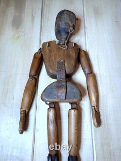 Folk Art Lay Model Wooden Carved Marionette Primitive Antique 19th C Articulated