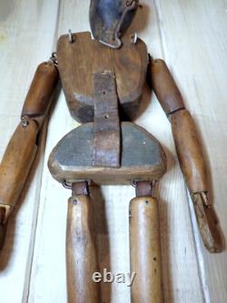 Folk Art Lay Model Wooden Carved Marionette Primitive Antique 19th C Articulated