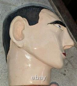 Folk Art Outsider Art Pottery Clay Sculpture Man's Head