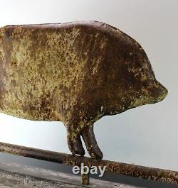 Folk Art Pig Weather Vane Sculpture Aged Rust Antique Replica Statue