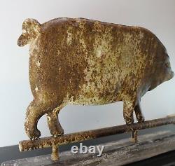 Folk Art Pig Weather Vane Sculpture Aged Rust Antique Replica Statue