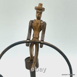 Folk Art Primitive Balancing Man on Base Wood Kinetic Hand Carved Vintage Toy