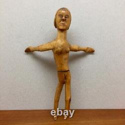 Folk Art Primitive Wood Carving Nude Woman Female Sculpture Carved Wood Naive