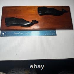 Folk Art Sperm WHALE Hand Carved Wood Carving 1970s Unknown Artist Some Scuffing