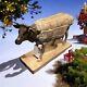 Folk Art Steel Head Carved Cow Cool Piece 12 X 8 Width 4