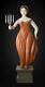 Folk Art Trade Figure, Life Size Woman With Candelabra By K. William Kautz