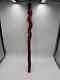 Folk Art Twisted Wood Hand Carved Painted Red Walking Stick