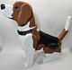 Folk Art Wood Carved Beagle Hound Dog Pet Sit Large