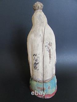 Folk Art Wood Hand Carved & Painted Praying Figure/Mary Pink & Blue 13