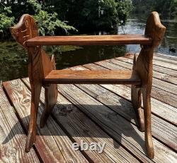 Folk Art Wooden Dog Library Step Stairs Carved Design Decor