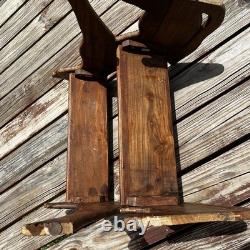 Folk Art Wooden Dog Library Step Stairs Carved Design Decor