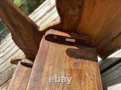 Folk Art Wooden Dog Library Step Stairs Carved Design Decor