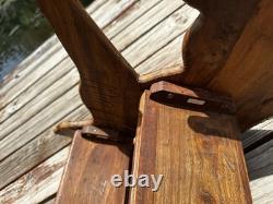 Folk Art Wooden Dog Library Step Stairs Carved Design Decor