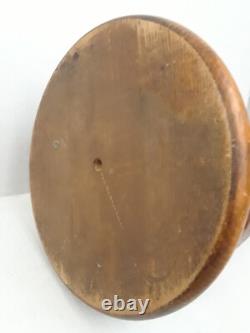 Folk Art Wooden Dog Sculpture Hand Carved Vintage 18.5 in tall on Round Pedestal