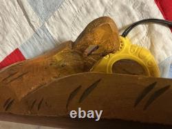 Folk Art carved eagle with flag and carved stars Folk Art carved eagle with flag and carved stars