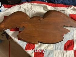 Folk Art carved oak eagle with shield