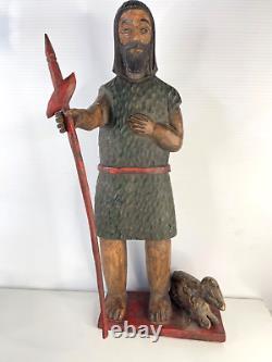 Folk Art from New Mexico Estate Santo Bulto Wood Carved St John the Baptist 21