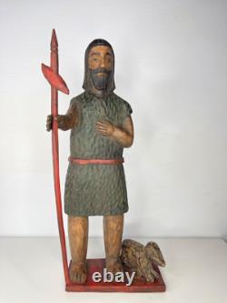 Folk Art from New Mexico Estate Santo Bulto Wood Carved St John the Baptist 21