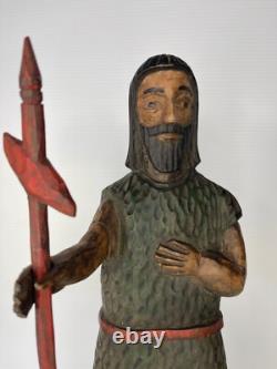 Folk Art from New Mexico Estate Santo Bulto Wood Carved St John the Baptist 21