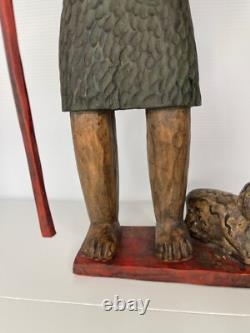 Folk Art from New Mexico Estate Santo Bulto Wood Carved St John the Baptist 21