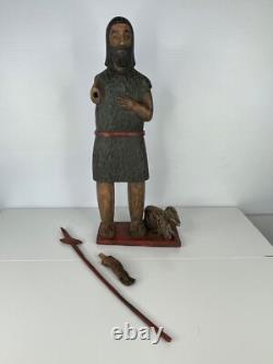 Folk Art from New Mexico Estate Santo Bulto Wood Carved St John the Baptist 21