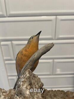 Folk Artist PHILLIP E. BROWN NORTH CAROLINA CARVED PAINTED Blue Birds Driftwood