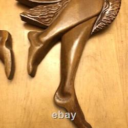 Folk Dancers Wooden Filipino Wall Art Carved Man & Woman 1970s Vintage 40 Tall