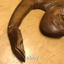 Folk Dancers Wooden Filipino Wall Art Carved Man & Woman 1970s Vintage 40 Tall
