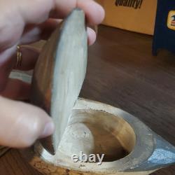 Folk art boxes hand carved pair of 2 quail oak wood by Palecek box oakwood