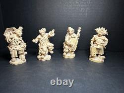 Folk art clown figurine hand carved wooden Slovakia 3 Very Detailed Unpainted