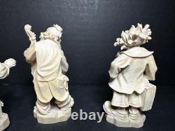 Folk art clown figurine hand carved wooden Slovakia 3 Very Detailed Unpainted