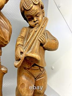 Folk art wooden hand carved European boy playing flute figurine 15 Black Forest