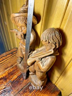 Folk art wooden hand carved European boy playing flute figurine 15 Black Forest