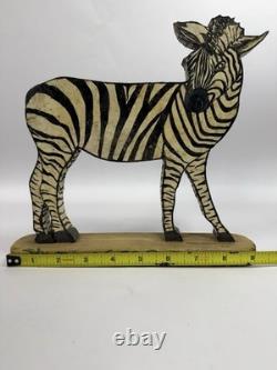 Frank Pickle Georgia Outsider Folk Art Carved Painted Wooden Zebra 1985 C10