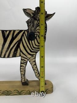 Frank Pickle Georgia Outsider Folk Art Carved Painted Wooden Zebra 1985 C10