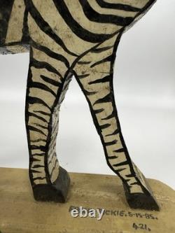 Frank Pickle Georgia Outsider Folk Art Carved Painted Wooden Zebra 1985 C10