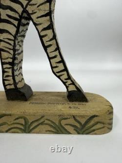 Frank Pickle Georgia Outsider Folk Art Carved Painted Wooden Zebra 1985 C10