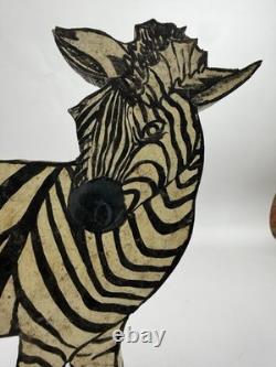 Frank Pickle Georgia Outsider Folk Art Carved Painted Wooden Zebra 1985 C10