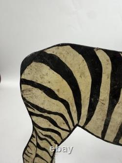 Frank Pickle Georgia Outsider Folk Art Carved Painted Wooden Zebra 1985 C10