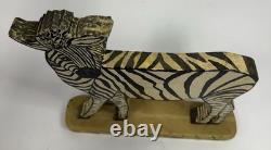 Frank Pickle Georgia Outsider Folk Art Carved Painted Wooden Zebra 1985 C10