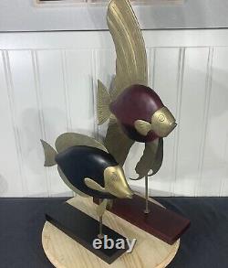 Frederick Cooper American Folk Art 29 Wood & Brass Angel Fish Sculpture Set