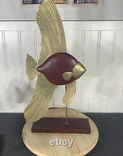Frederick Cooper American Folk Art 29 Wood & Brass Angel Fish Sculpture Set