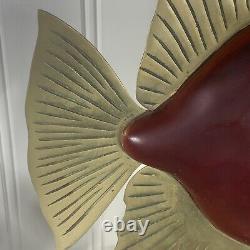 Frederick Cooper American Folk Art 29 Wood & Brass Angel Fish Sculpture Set