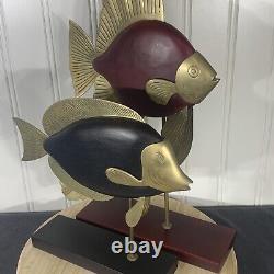Frederick Cooper American Folk Art 29 Wood & Brass Angel Fish Sculpture Set