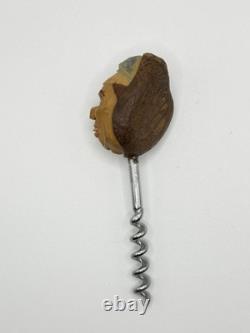 French Carved Corozo Nut Corkscrew Folk Art