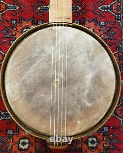 Fretless carved luthier built folkart minstrel banjo 5 string