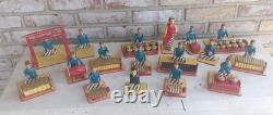Full Set Of 17 Wooden Hand Carved Musicians Mid-century Rare Vintage Folk Art
