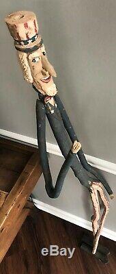 GARY YOST Folk Art Stick Figure 59 Tall Uncle Sam Patriotic One-of-a-kind