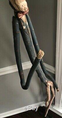 GARY YOST Folk Art Stick Figure 59 Tall Uncle Sam Patriotic One-of-a-kind